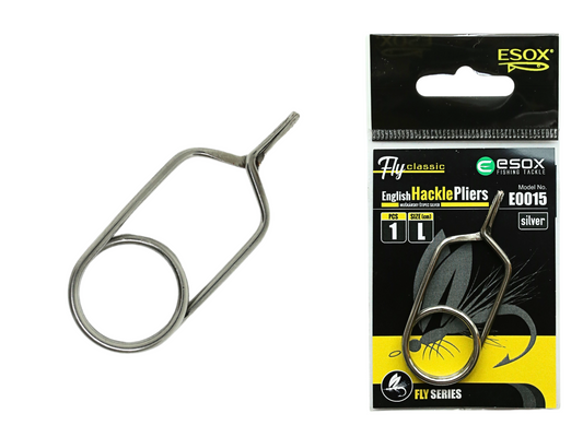 ESOX English Hackle Pliers size L, Silver / Muškársky štipec veľ. L , Strieborný