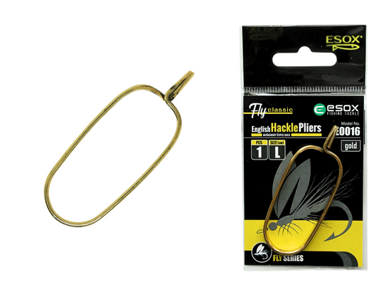 ESOX English Hackle Pliers size L, Gold / Muškársky štipec veľ. L , Zlatý