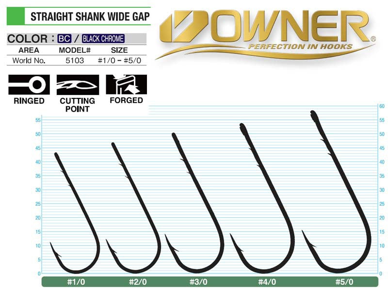 Háčik Owner 5103 Straight Shank Wide Gap